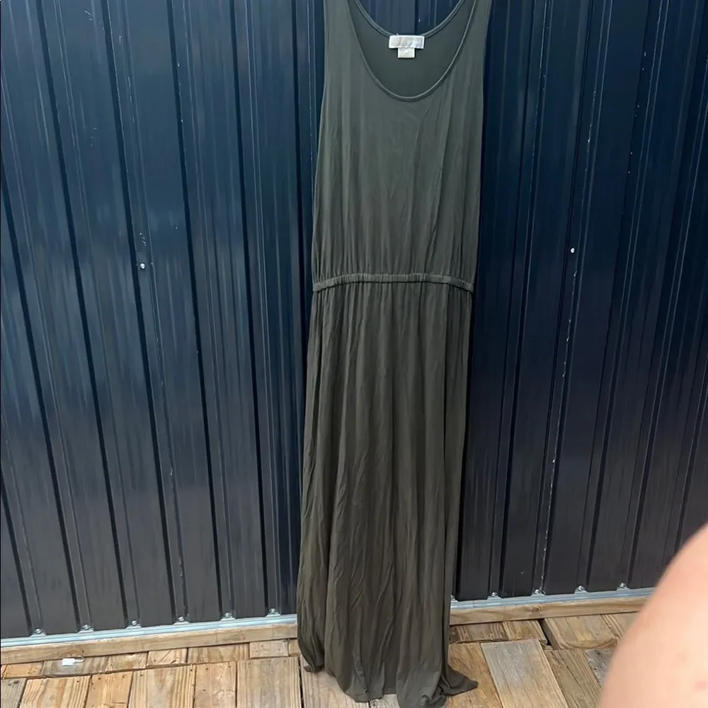 Michael Kors Olive Green Tank Maxi Dress Elastic Waist Plus Size 1X Fall Elegant